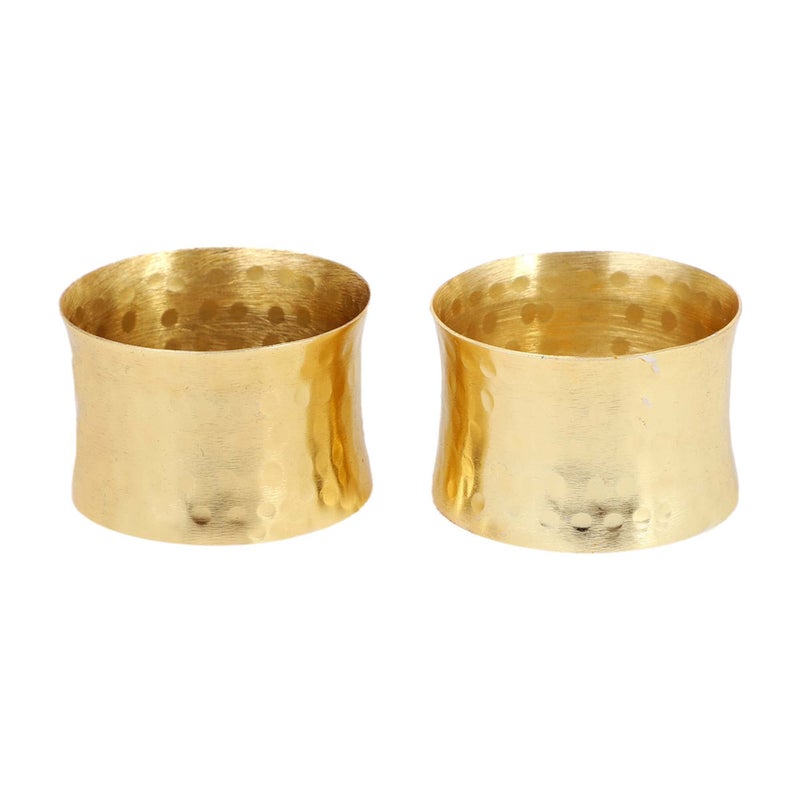ITOS365 Handmade Round Hammered Golden Napkin Rings Holder for Dinning Table Parties Everyday, Set of 12 - Image 2