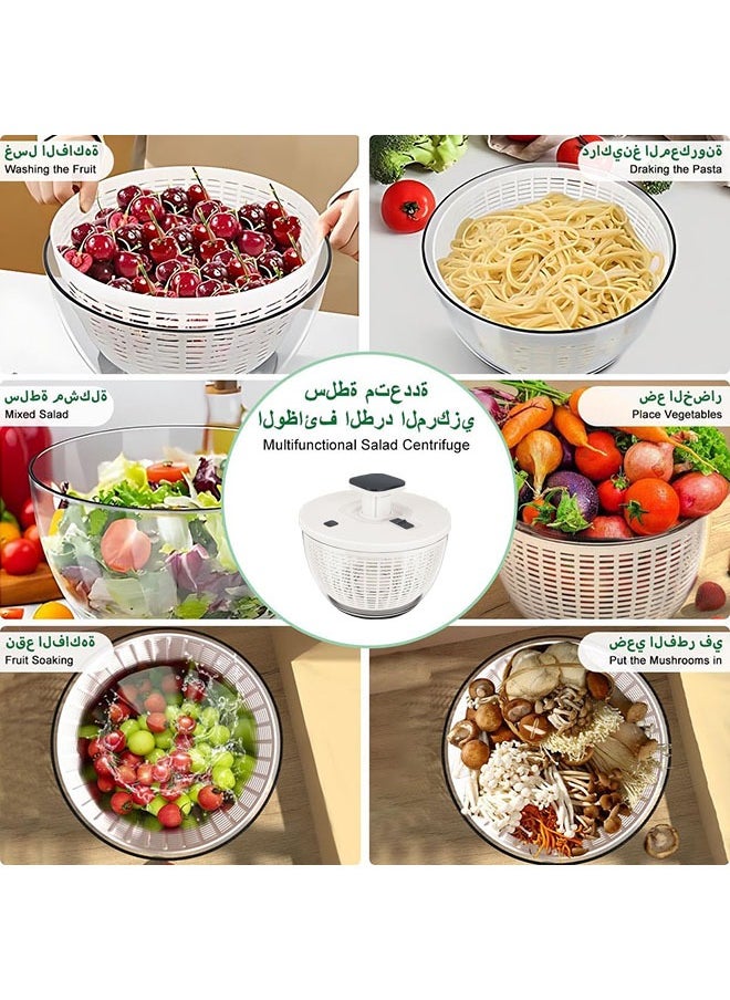 عربست - 6L سلطة آلة دوارة ، الخس آلة التجفيف ، من السهل الضغط على نطاق واسع آلة تجفيف الخضار سلطة خلاط ، مع دفع قضيب قابل للسحب ، زر الفرامل ، الخضروات ، والأعشاب ، التوت ، الفواكه - Image 1