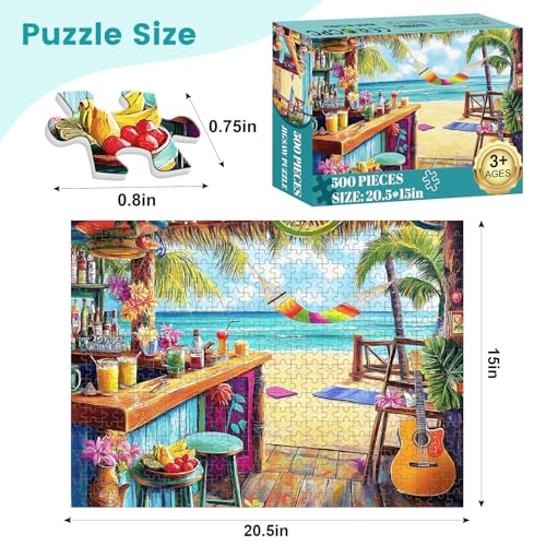 VOLUVOLU 500 Piece Puzzle for Adults Vacation Jigsaw Puzzle Seaside Bar Puzzles 500 Pieces Birthday Party for Family Adults Funny Puzzle Fun and Challenging Family Games 20515 in - Image 5
