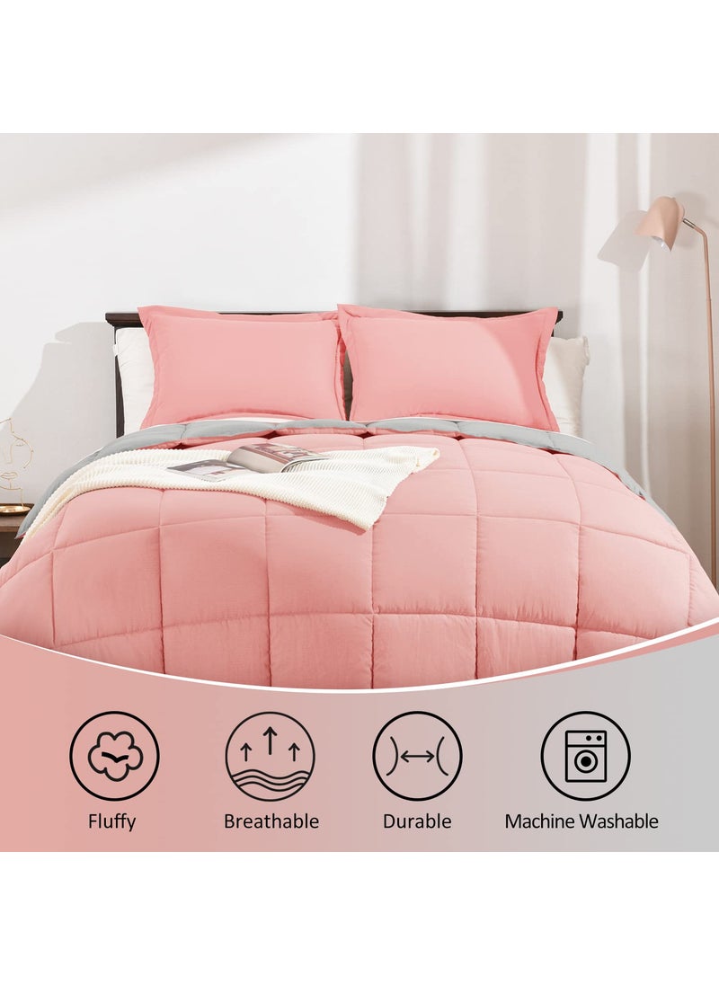Basic Beyond Basic Beyond Twin Comforter Set for Girls and Boys - Fluffy Twin Bed Comforter Set for All Seasons - Reversible Pink and Grey Twin Comforter Set - 2 Pieces (1 Comforter + 1 Pillow Sham)  - Image 4
