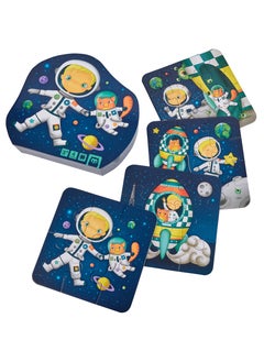 Eurekakids 4 Sets Astronaut Evolutive Puzzles - 43pcs| Educational toy for Toddler and Kids | Encourage Logical Thinking and Observation Skills|Solar System and Human Exploration| For 3Y+