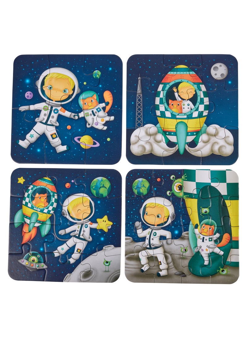 EUREKA KIDS - Eurekakids 4 Sets Astronaut Evolutive Puzzles - 43pcs| Educational toy for Toddler and Kids | Encourage Logical Thinking and Observation Skills|Solar System and Human Exploration| For 3Y+ - Image 1