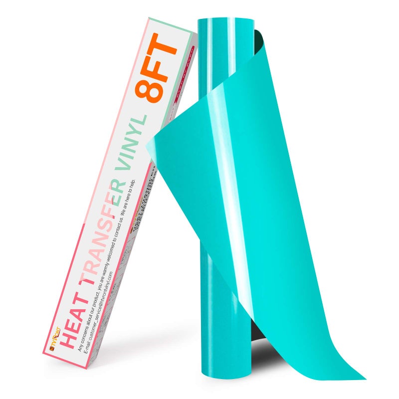 لفائف الفينيل HTVRONT HTV لنقل الحرارة 12 × 8 قدم فينيل تركوازي للقمصان فينيل للكي لجميع آلات القطع سهل القطع والتخلص من الزوائد لتصميم نقل الحرارة تركوازي
