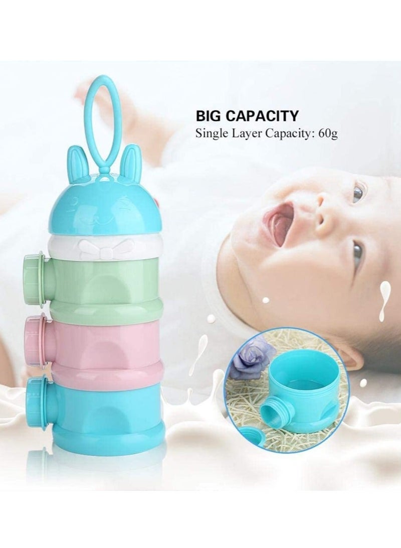 كابتن تيك Baby Formula Dispenser, Non-Spill Portable Stackable Baby Cartoon Milk Powder Box Dispenser, Snack Storage Container, Bpa Free, 3 Layer, Formula to Food Container Set, Multi-color, No Powder Leakage - Image 1