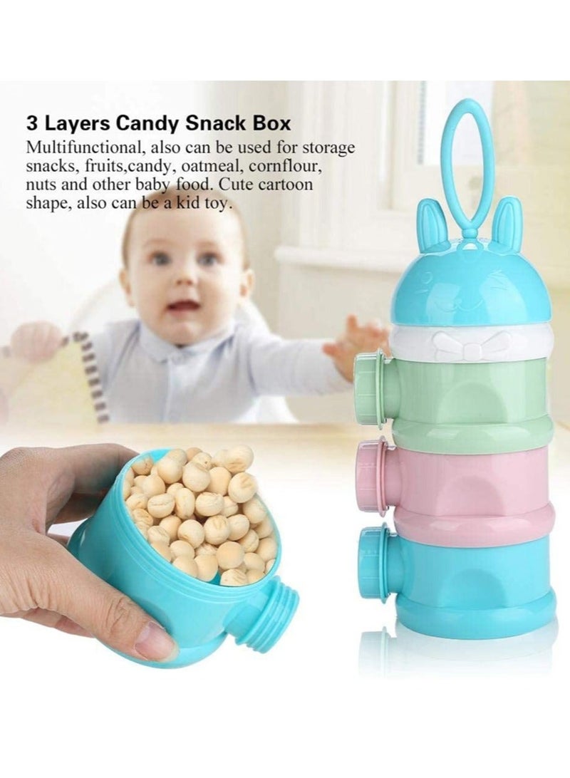 كابتن تيك Baby Formula Dispenser, Non-Spill Portable Stackable Baby Cartoon Milk Powder Box Dispenser, Snack Storage Container, Bpa Free, 3 Layer, Formula to Food Container Set, Multi-color, No Powder Leakage - Image 2