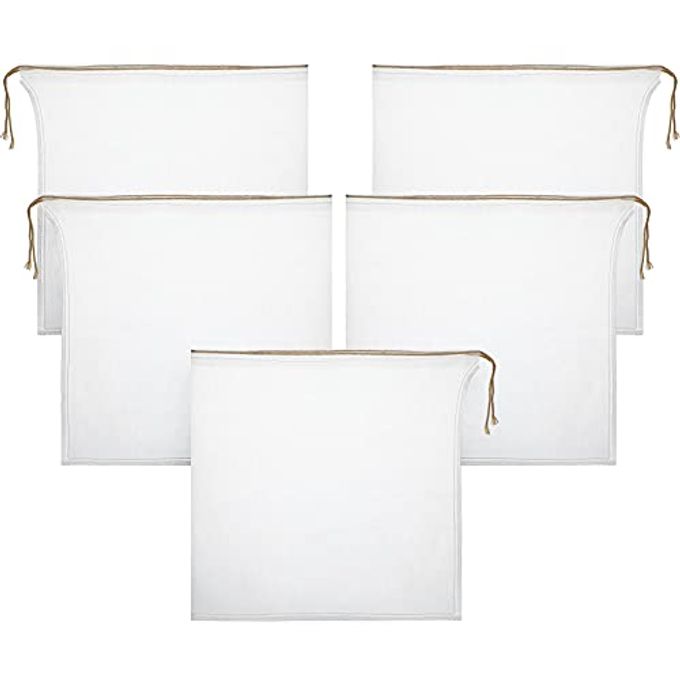 Shappy 5 Pieces Compost Tea Bag Pump Strainer Mesh Filter Bag with Drawstring 600 mm for Prevents Clogging During The Straining Process (30.5 x 30.5 cm)