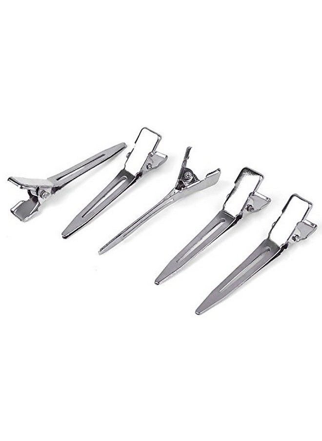 BronaGrand 100Pcs 4.5Cm Silver Single Prong Curl Clips Silver Section Clips Metal Alligator Hair Pins Clips Clothing For Hair Extensions  - Image 4