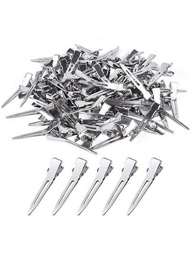 BronaGrand 100Pcs 4.5Cm Silver Single Prong Curl Clips Silver Section Clips Metal Alligator Hair Pins Clips Clothing For Hair Extensions  - Image 2