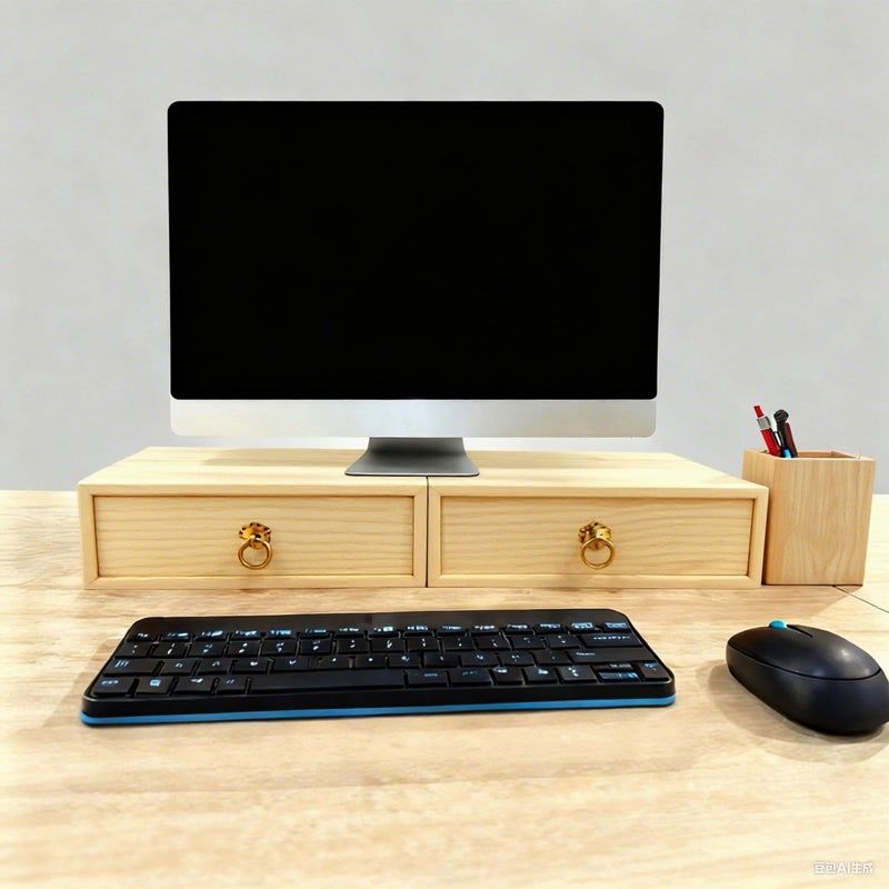 LONG TAO Natural Wooden Storage Box Desk Drawer Single Wood Cabinet Organizer Drawer Tabletop Storage Organization Box with Metal Handle for Desk Home Office Counter Craft Decor (1 Drawer) - Image 5