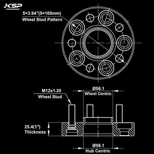 KSP PERFORMANCE KSP 5x100 Wheel Spacers 25mm for 5 Lug 1992-2023 Impreza, 2000-2013 Outback, 1989-2014 Legacy, 1997-2017 Forester, 2012-2016 Scion FR-S 12x1.25 Thread 56.1mm Hub Bore Hubcentric Blue Wheel Adapters - Image 2