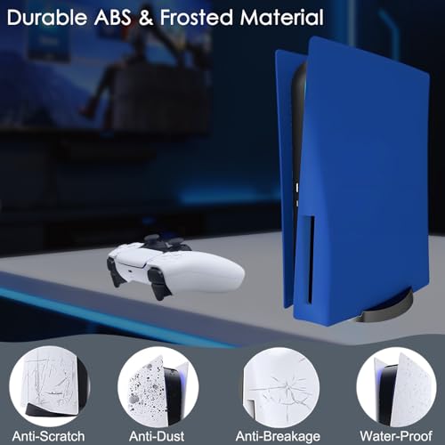 Megadream PS5 Console Replacement Shell, Megadream Hard ABS Shockproof Anti-Scratch Dustproof Case Cover Replace Faceplate Compatible with PlayStation 5 Disc Edition - Blue - Image 4
