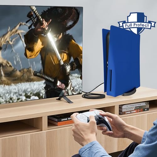 Megadream PS5 Console Replacement Shell, Megadream Hard ABS Shockproof Anti-Scratch Dustproof Case Cover Replace Faceplate Compatible with PlayStation 5 Disc Edition - Blue - Image 5