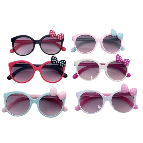 STORE 2508 Pack of 6 Cute Bow Sunglasses UV400 Protection for 3 to 8 year old Kids Fancy Novelty Eyeglasses for Party Picnic Holiday Return Gift - Image 1