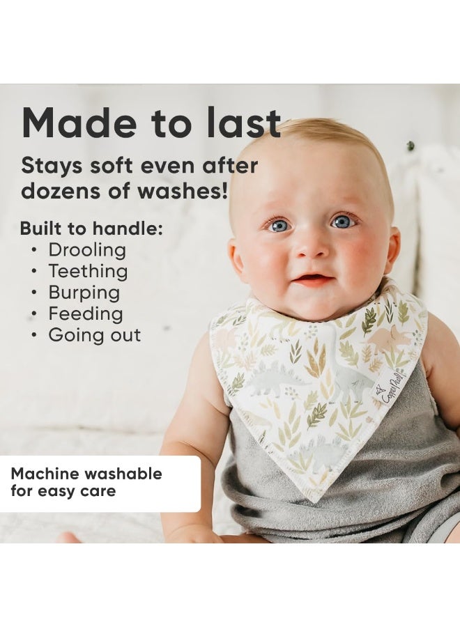 Copper Pearl 4 Pack Soft Cotton Baby Bibs for Drooling and Teething, Absorbent Drool Bibs for Baby Girl and Boy, Adjustable to Fit Newborns to Toddlers, Tons of Styles (Rex) - Image 3