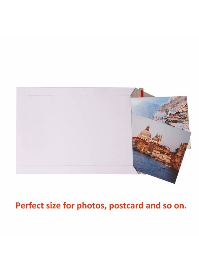 zmybcpack 100 Pack 6X8 inch Self Seal Photo Document Mailers Stay Flat White Cardboard Envelopes White Photography Mailers for CD, Photos, Document - Image 3