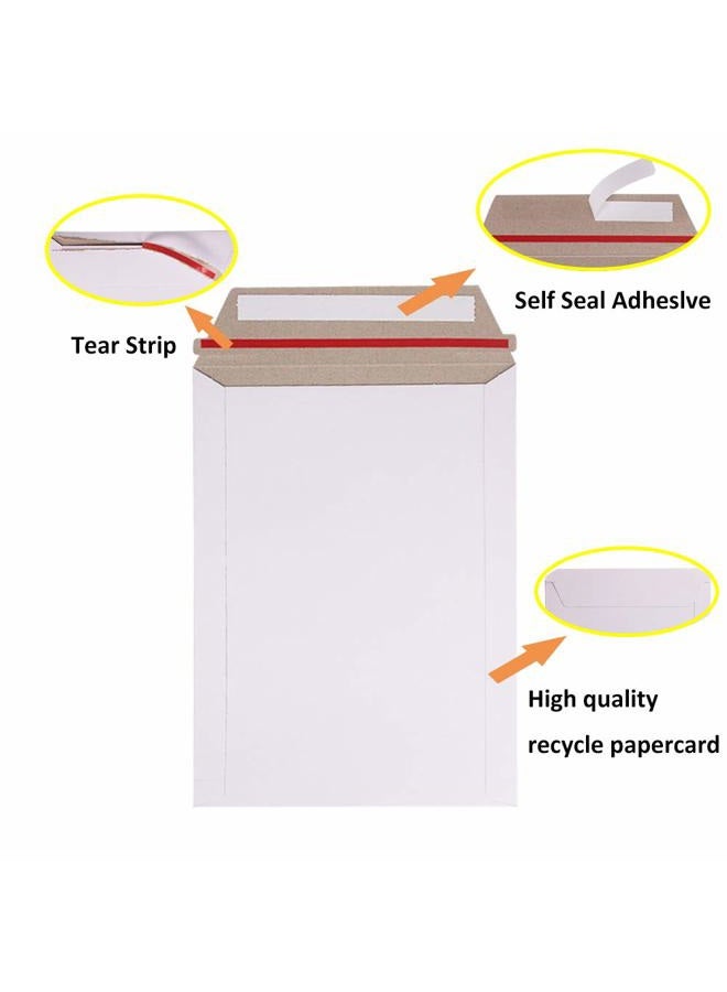 zmybcpack 100 Pack 6X8 inch Self Seal Photo Document Mailers Stay Flat White Cardboard Envelopes White Photography Mailers for CD, Photos, Document - Image 4