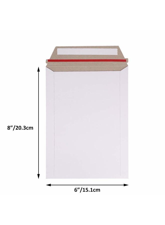 zmybcpack 100 Pack 6X8 inch Self Seal Photo Document Mailers Stay Flat White Cardboard Envelopes White Photography Mailers for CD, Photos, Document - Image 2