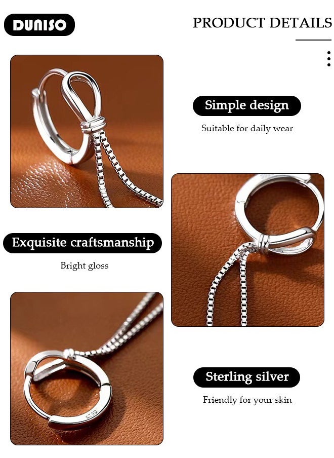 DUNISO 925 Sterling Silver Dangle Earrings for Women, Hypoallergenic Tassel Earrings with Storage box, Elegant Long Dangling Earrings Threader Tassel, for Women Teen Girls  - Image 2