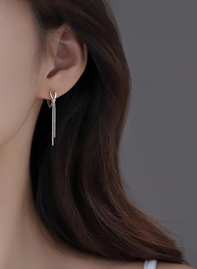 925 Sterling Silver Dangle Earrings for Women, Hypoallergenic Tassel Earrings with Storage box, Elegant Long Dangling Earrings Threader Tassel, for Women Teen Girls