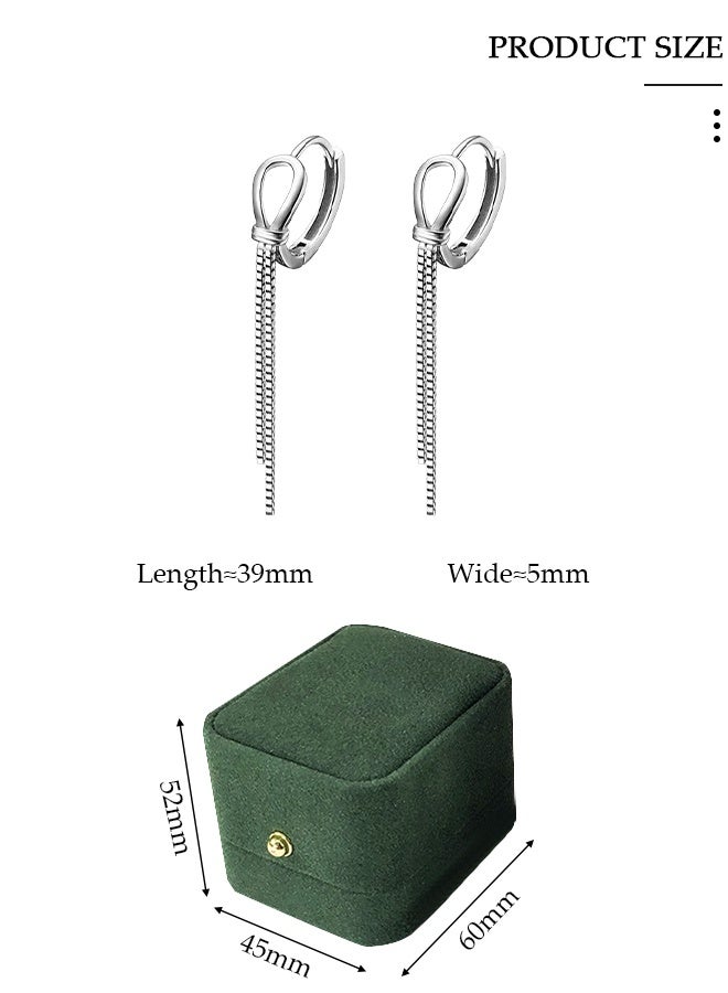925 Sterling Silver Dangle Earrings for Women, Hypoallergenic Tassel Earrings with Storage box, Elegant Long Dangling Earrings Threader Tassel, for Women Teen Girls