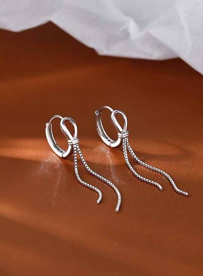 925 Sterling Silver Dangle Earrings for Women, Hypoallergenic Tassel Earrings with Storage box, Elegant Long Dangling Earrings Threader Tassel, for Women Teen Girls