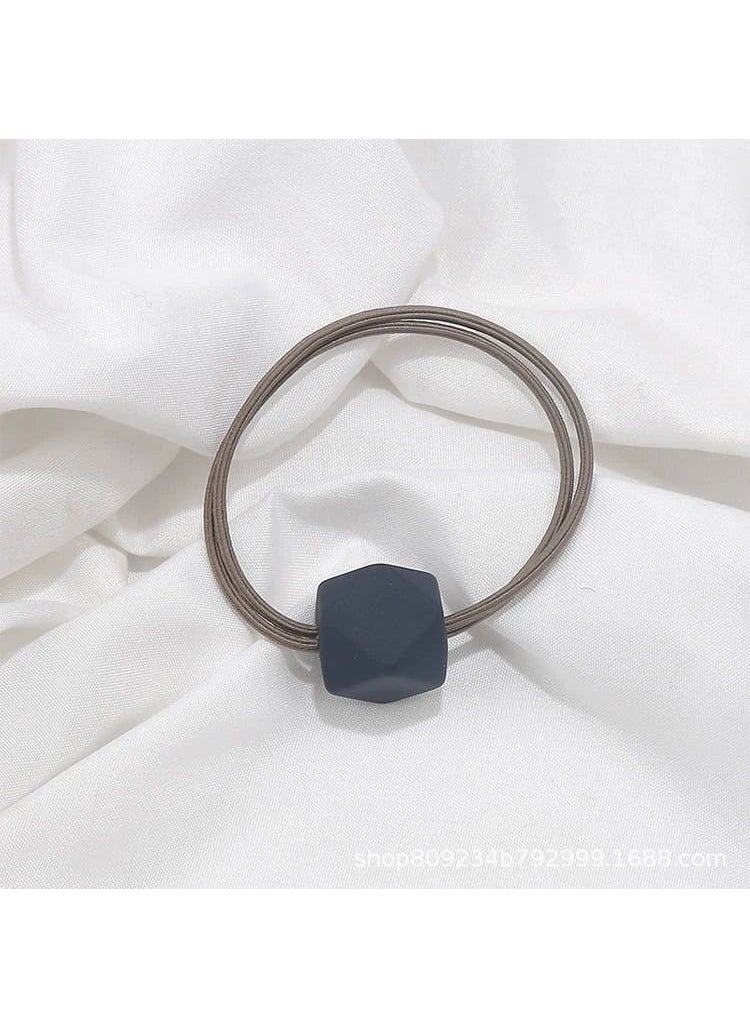 Generic High Elasticity Simple Moe Lodi Octagonal Bead Rubber Hair Ties Women Geometric Shape Handmade Hair Bands Advanced Blue 