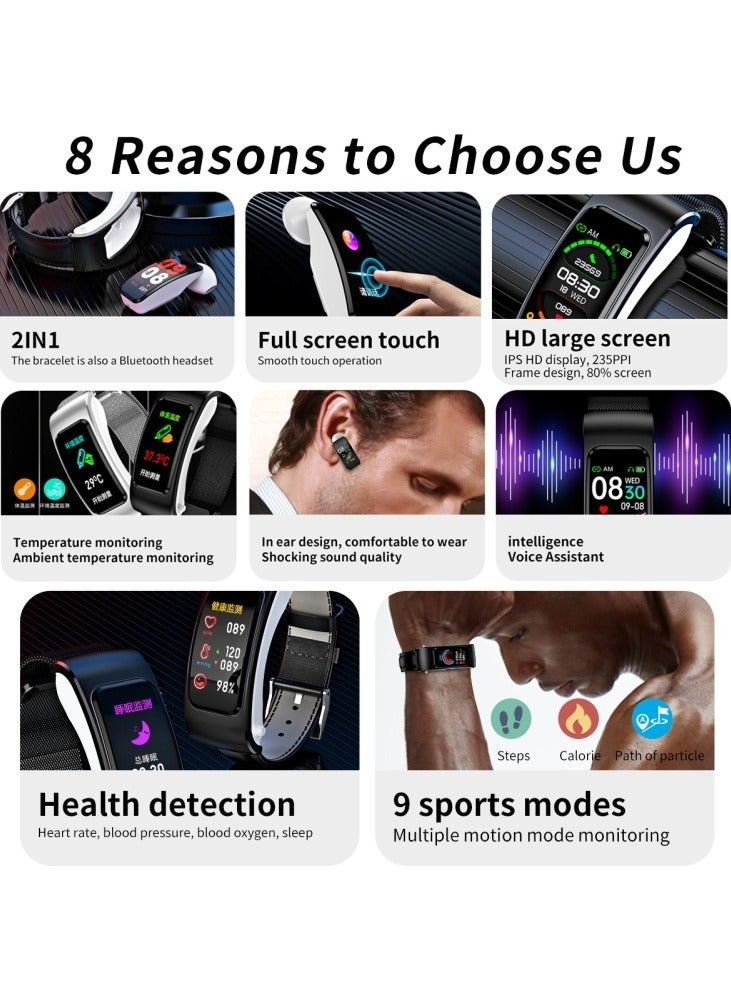 AROAQ K60 1.08 inch Silicone Band Earphone Detachable Life Waterproof Smart Watch Support Bluetooth Call - Image 5