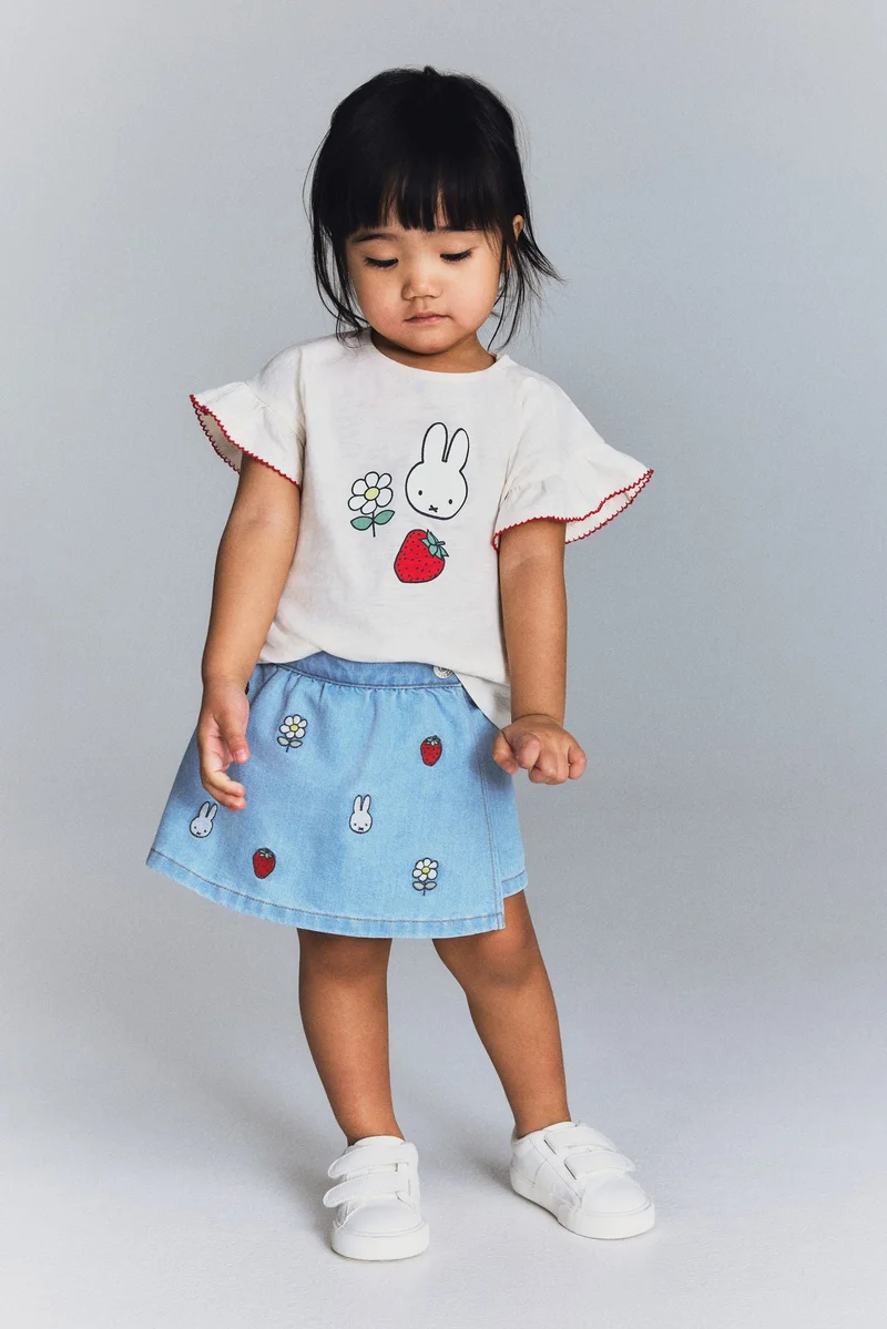 H&M Embroidery-detail denim skort