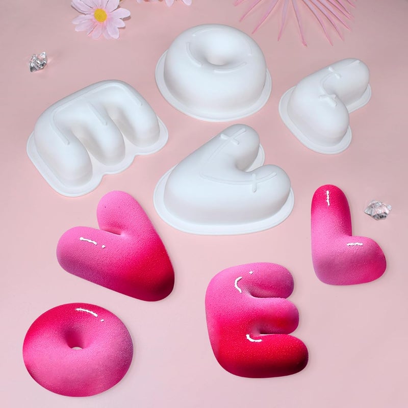 mostsom 4pcs Love Shape Nonstick Baking Molds, Silicone Muffin Pan BPA Free Easy Clean Candy & Chocolate Molds for Cakes, Mousse, Fondant Mould, French Desserts, Pastry (D_ LOVE) - Image 4