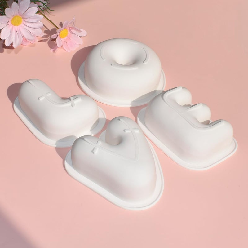 mostsom 4pcs Love Shape Nonstick Baking Molds, Silicone Muffin Pan BPA Free Easy Clean Candy & Chocolate Molds for Cakes, Mousse, Fondant Mould, French Desserts, Pastry (D_ LOVE) - Image 2
