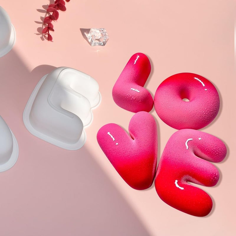 mostsom 4pcs Love Shape Nonstick Baking Molds, Silicone Muffin Pan BPA Free Easy Clean Candy & Chocolate Molds for Cakes, Mousse, Fondant Mould, French Desserts, Pastry (D_ LOVE) - Image 3