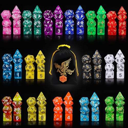 QMay DND Dice Set 15 X 7 Polyhedral Dice 105pcs with 1 Large Flannel Bag DD Dice D4 D6 D8 D10 D D12 D20 for Dungeons and Dragons RPG MTG Table Games - Image 1