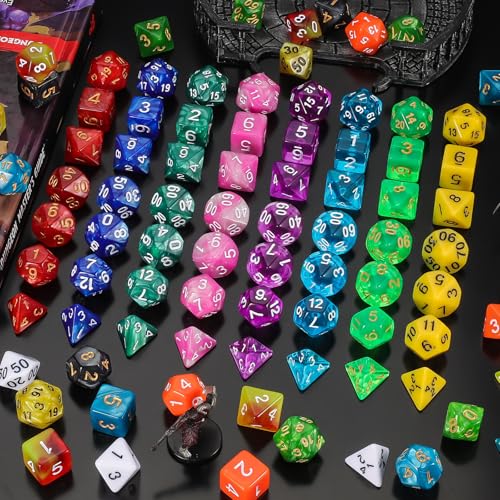 QMay DND Dice Set 15 X 7 Polyhedral Dice 105pcs with 1 Large Flannel Bag DD Dice D4 D6 D8 D10 D D12 D20 for Dungeons and Dragons RPG MTG Table Games - Image 5