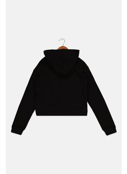 DIADORA Kids Boy Long Sleeve Graphic Print Hooded Sweatshirt, Black  - Image 2