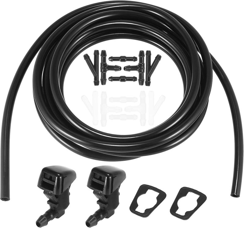 ACROPIX Front Windshield Washer Hose Kit Fit for Ford Edge with 3 Meter Washer Fluid Hose 12 Pcs Hose Connectors - Pack of 15 Black - Image 1