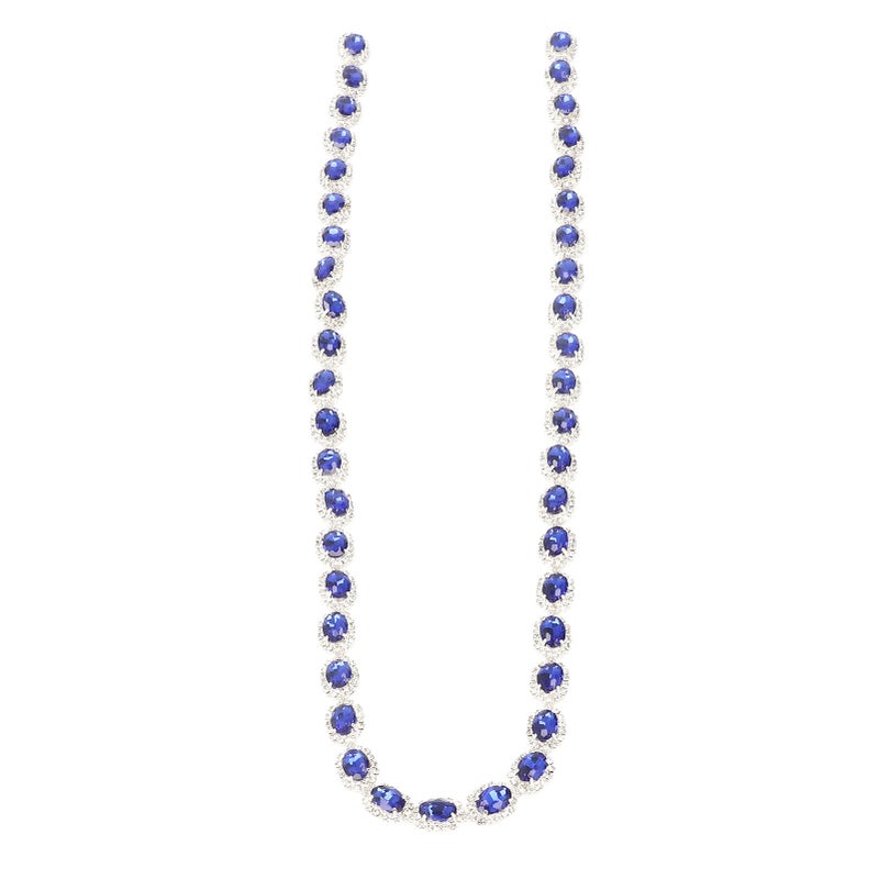 Rhinestone Ribbon Tassel Chain 1 Yard Blue 1.5cm Width Oval Shape Shiny Rhinestone Fringe for Crafts - Image 4