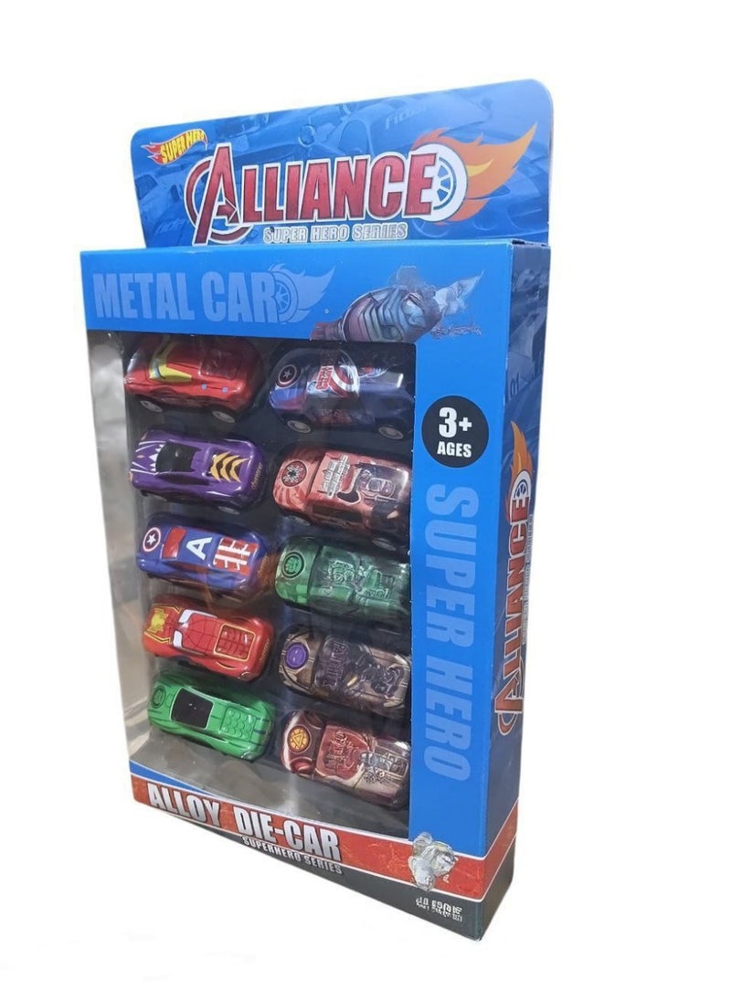 Racing Car Set for Kids (10 Pieces) Multicolor - Racing Car Set - Kids Car Set for Speed ​​& Adventure Lovers - Racing Car Toy - 10 Car Set - Mini Car Set for Kids - Cars with Beloved Cartoon Character Designs from the Racing World - Entertainment Cars for Racing Fans - Mini Car Set for Kids 