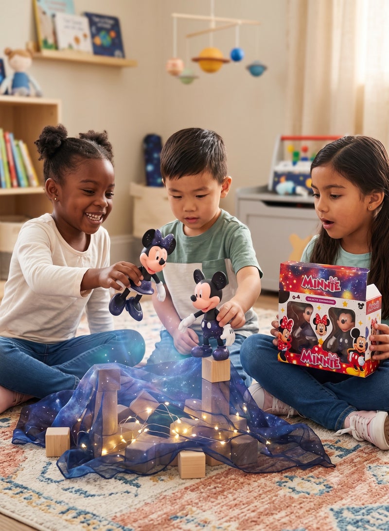 Disney Mickey Mouse and Minnie Mouse Action Figure Set of 2 – 18cm (7 Inch) Celestial Galaxy Edition Collectible Figures | New Look Mickey & Minnie Toys with Starry Constellation Design & Articulated Joints | Best Gift for Birthday, Eid, Christmas - Image 5