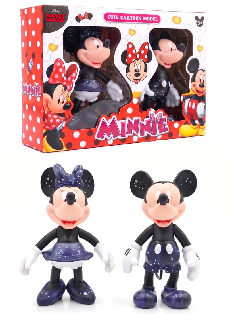 Disney Mickey Mouse and Minnie Mouse Action Figure Set of 2 – 18cm (7 Inch) Celestial Galaxy Edition Collectible Figures | New Look Mickey & Minnie Toys with Starry Constellation Design & Articulated Joints | Best Gift for Birthday, Eid, Christmas - Image 1