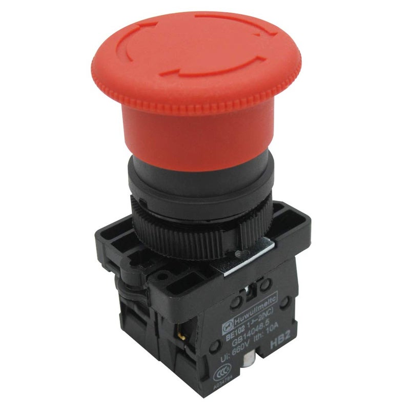 mxuteuk 22mm 2NC Red Mushroom Emergency Stop Push Button Switch Estop AC 660V 10A Switch Station Box，1 Years Warranty HB2-ES544-BOX-W - Image 3