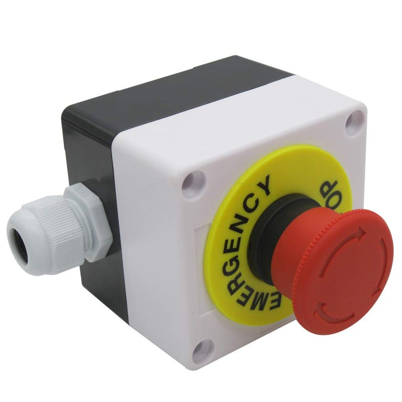mxuteuk 22mm 2NC Red Mushroom Emergency Stop Push Button Switch Estop AC 660V 10A Switch Station Box，1 Years Warranty HB2-ES544-BOX-W - Image 2