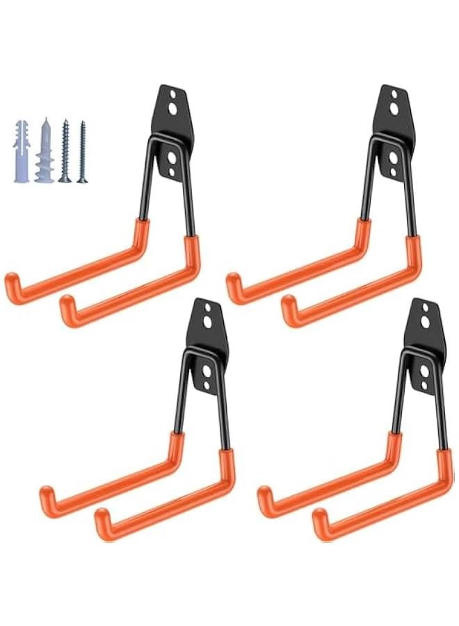 4 pcs Garage Hooks Heavy Duty,Utility Steel Garage Storage Hooks,Wall Mount Garage HangerOrganizer for Organizing Garden Lawn Tools,Ladders,Bulk Items,Bikes,Ropes and More Equipment - Image 1