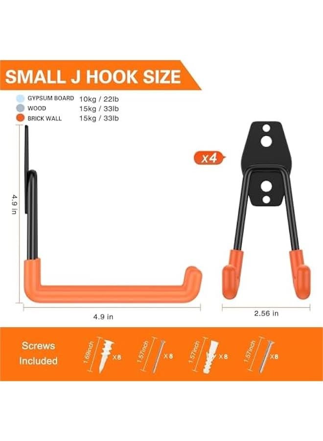 4 pcs Garage Hooks Heavy Duty,Utility Steel Garage Storage Hooks,Wall Mount Garage HangerOrganizer for Organizing Garden Lawn Tools,Ladders,Bulk Items,Bikes,Ropes and More Equipment - Image 2