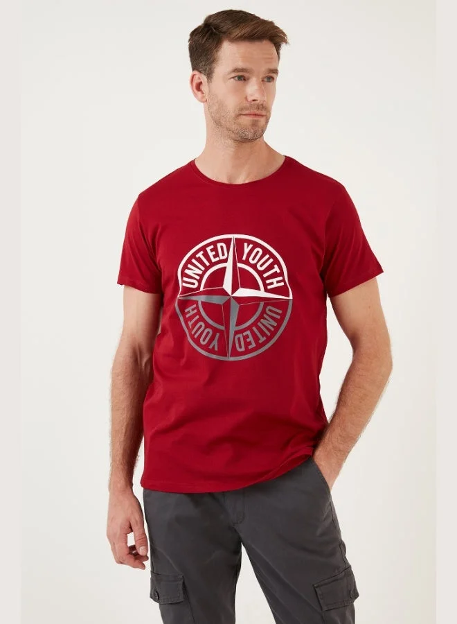 Buratti  Buratti Printed Crew Neck Cotton Slim Fit T-Shirt Men's T-SHIRT 541PUSULA for Men | Best Price UAE