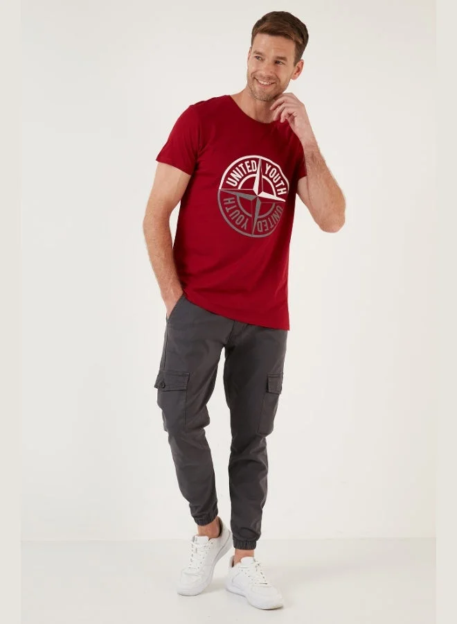 Buratti  Buratti Printed Crew Neck Cotton Slim Fit T-Shirt Men's T-SHIRT 541PUSULA for Men | Best Price UAE
