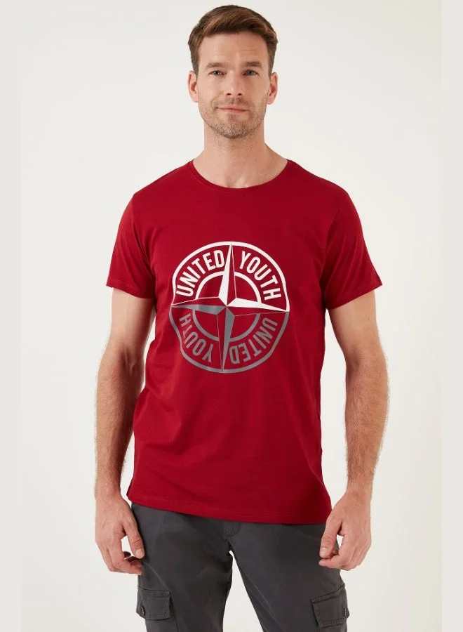 Buratti  Buratti Printed Crew Neck Cotton Slim Fit T-Shirt Men's T-SHIRT 541PUSULA for Men | Best Price UAE