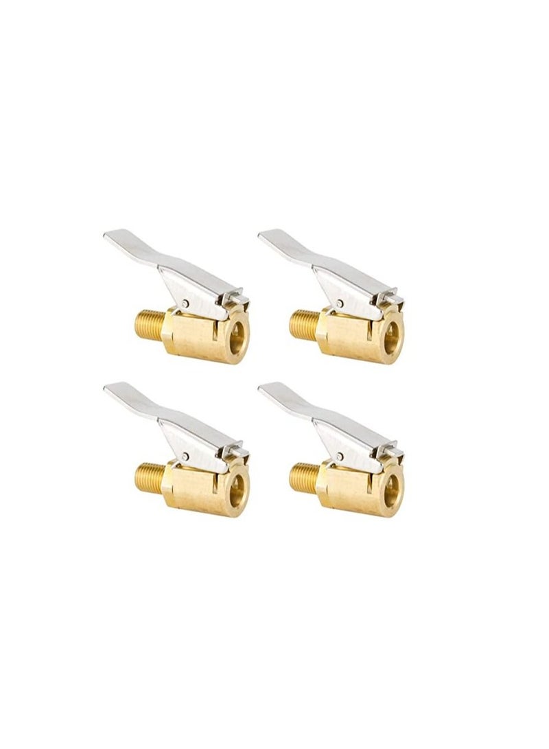 Generic 4 Pcs Air Chuck Heavy Duty Closed Flow Lock On Tire Chuck with Clip for Inflator Gauge Compressor Accessories Yellow  - Image 1