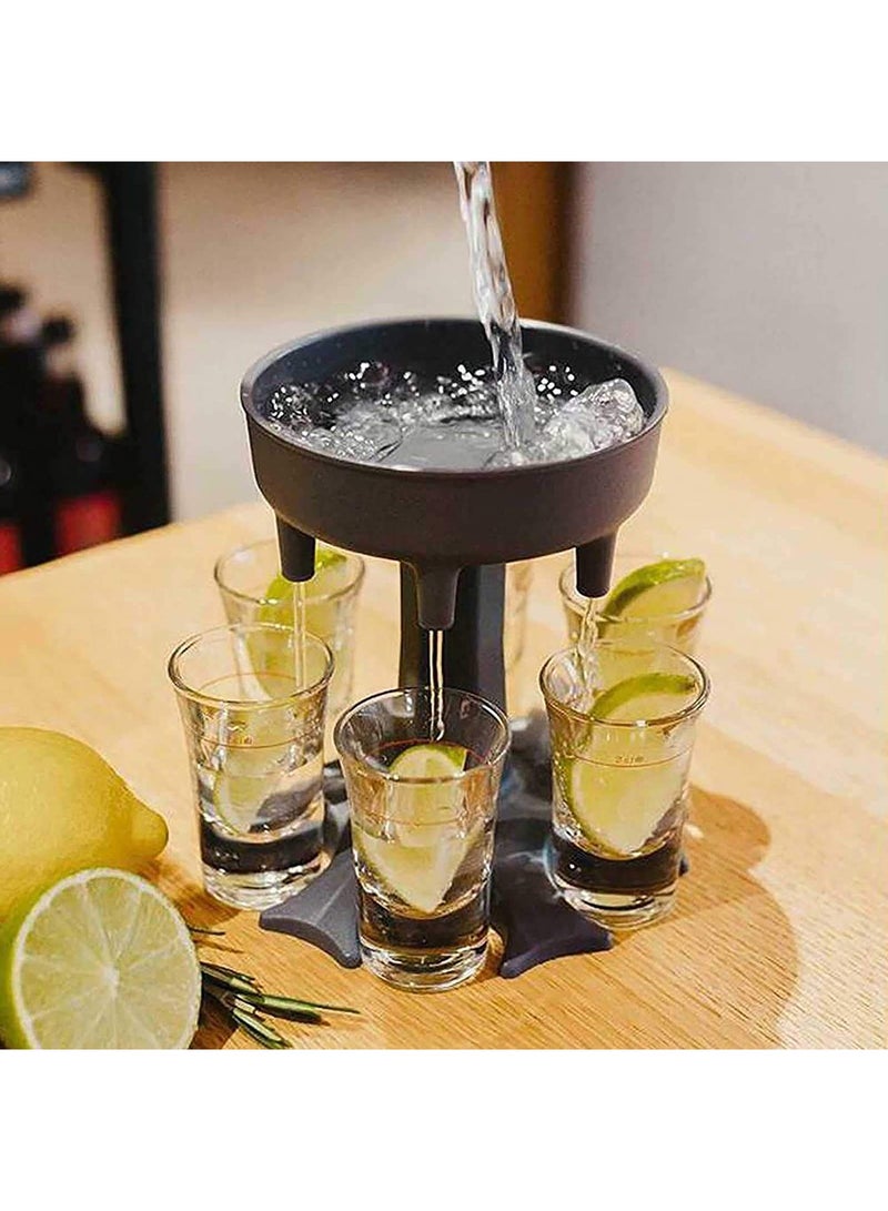 SYOSI Shot Glass Dispenser 6 Equal Divided Gray Drinking Glass Holder Stand Multiple Shots Liquid Dispenser for Filling Liquids Party Pours Drinking Games Artifact Party Gift Multiple Shots - Image 4