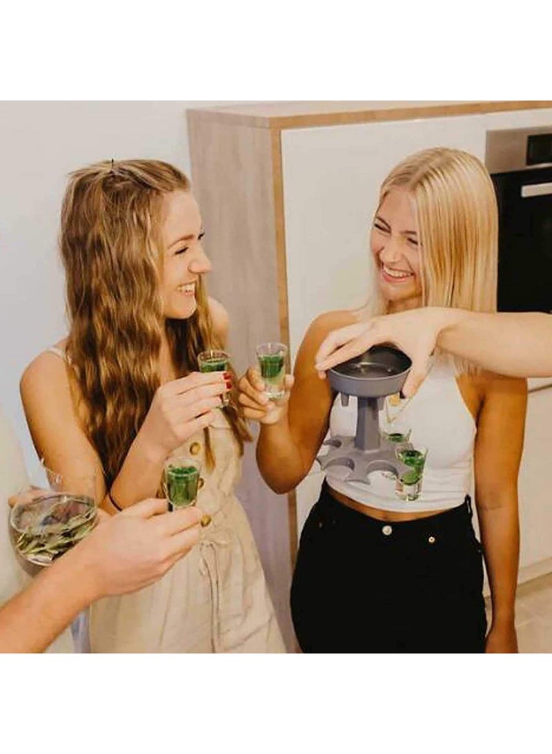 SYOSI Shot Glass Dispenser 6 Equal Divided Gray Drinking Glass Holder Stand Multiple Shots Liquid Dispenser for Filling Liquids Party Pours Drinking Games Artifact Party Gift Multiple Shots - Image 2