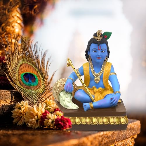 BLADESMITH Bal Krishna Statue - Elegant Krishna Idol Small for Home Decor - Exquisite Krishna Idol Figurine for Spiritual Decor and Gift, Perfectly Crafted with Fine Details - Image 1